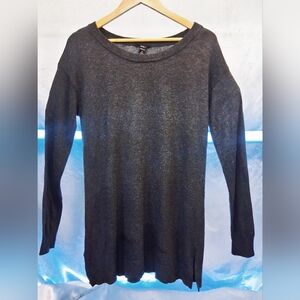 Intro. Women's Cashmere Blend Boat Neck Sweater Charcoal Gray Size S Long Sleeve